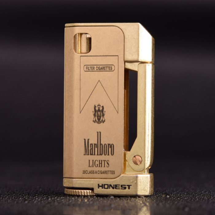 Зажигалка HONEST бензиновая Marlboro цвет Gold