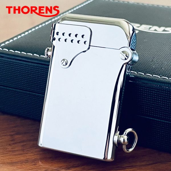 Бензиновая Зажигалка Thorens в глянцевом серебряном цвете