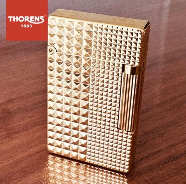 Газовая Зажигалка THORENS с геометрическим узором золотистая