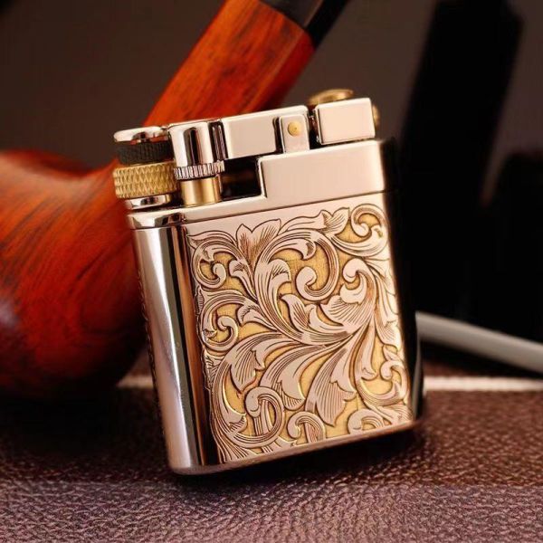 Элегантная Бензиновая Зажигалка Chief двухцветная Silver/Gold
