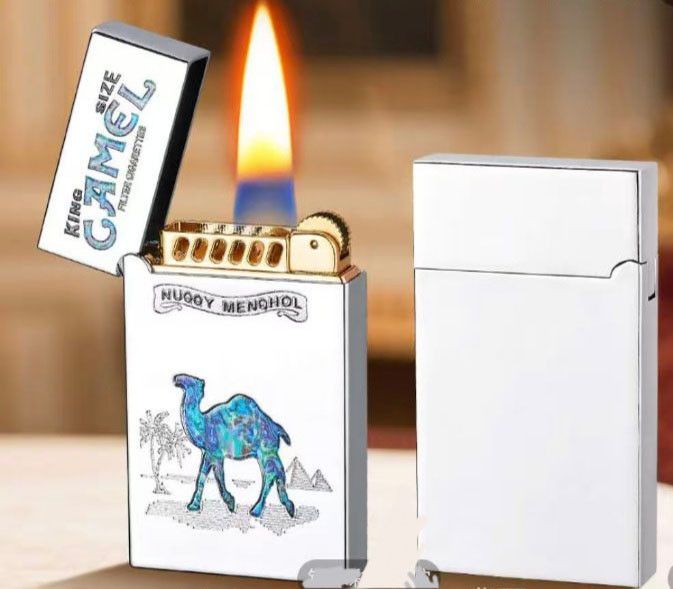 Бензиновая зажигалка Koji "Camel Edition" - Серебряная классика с перламутром