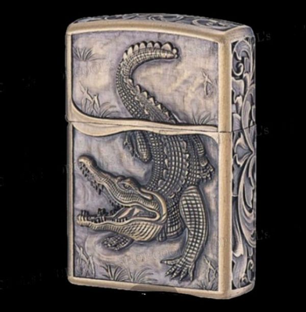Бензиновая зажигалка Zorro «Crocodile Antique Copper» Античная медь