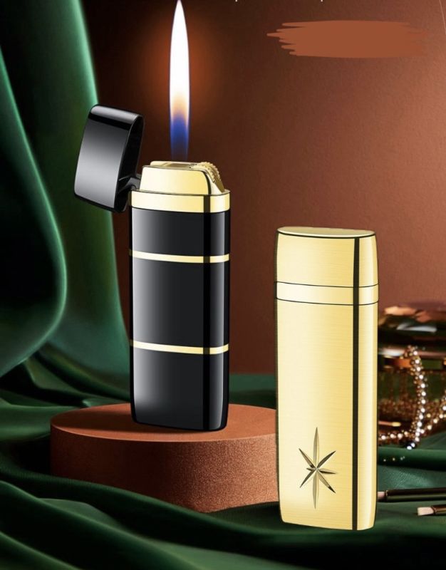 Газовая кременовая зажигалка Sarike в золотистом корпусе
