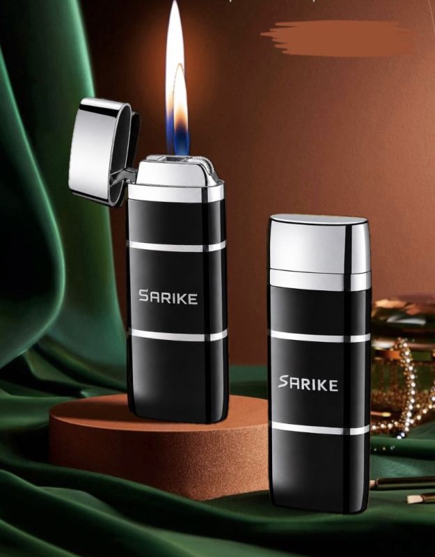 Элегантная газовая кремниевая зажигалка Sarike (Black&Silver)
