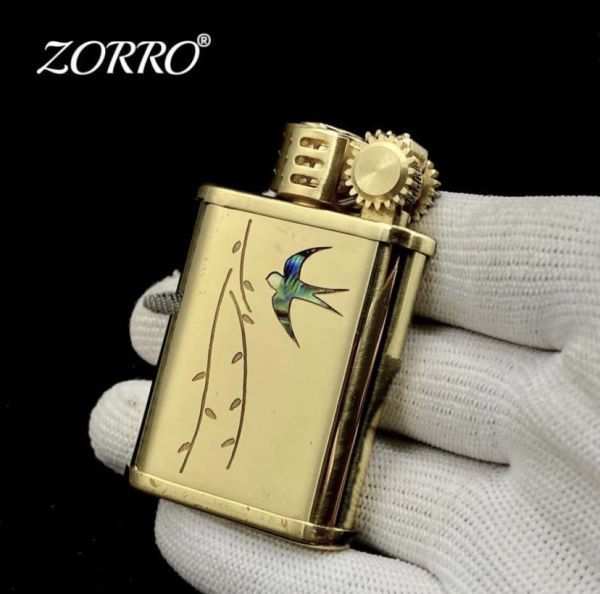 Бензиновая зажигалка ZORRO 587 Латунь (Brass), с перламутровой ластовицей