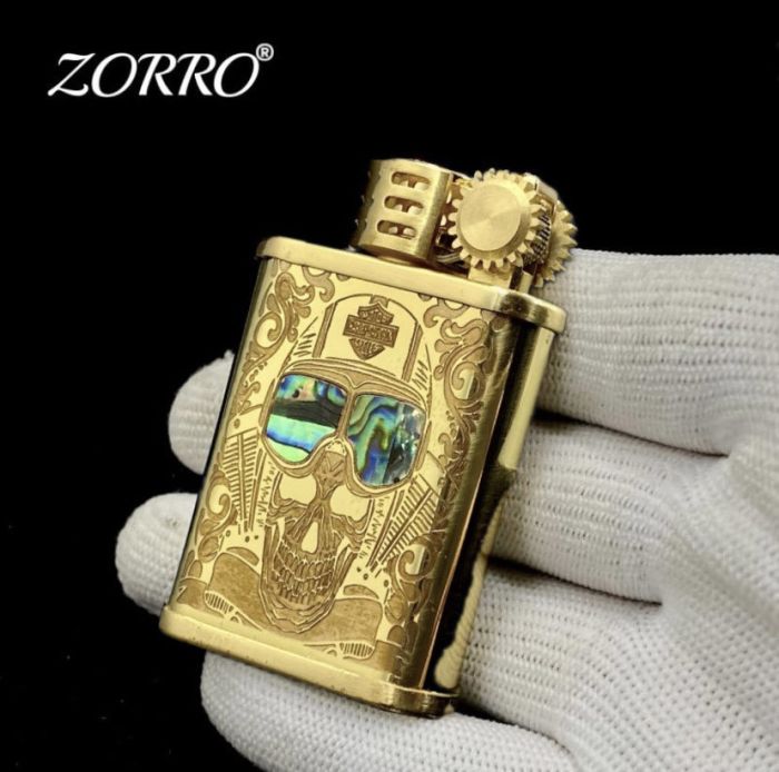 Зажигалка бензиновая Zorro 587 "Лютий Череп" в стиле стимпанк (Латунь)