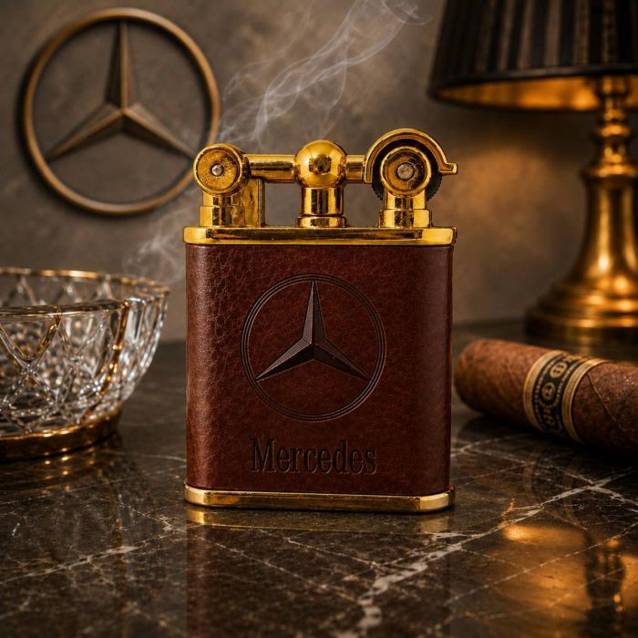 Элегантная Газовая Зажигалка Mercedes-Benz в Кожаном Корпусе