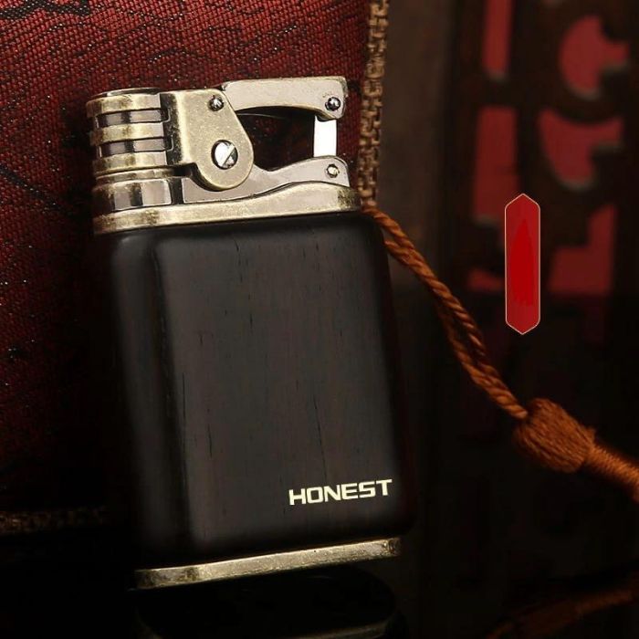 Бензиновая зажигалка Honest в винтажном стиле (Дерево и Бронза)