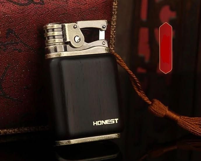 Бензиновая зажигалка Honest в винтажном стиле (Дерево и Бронза)