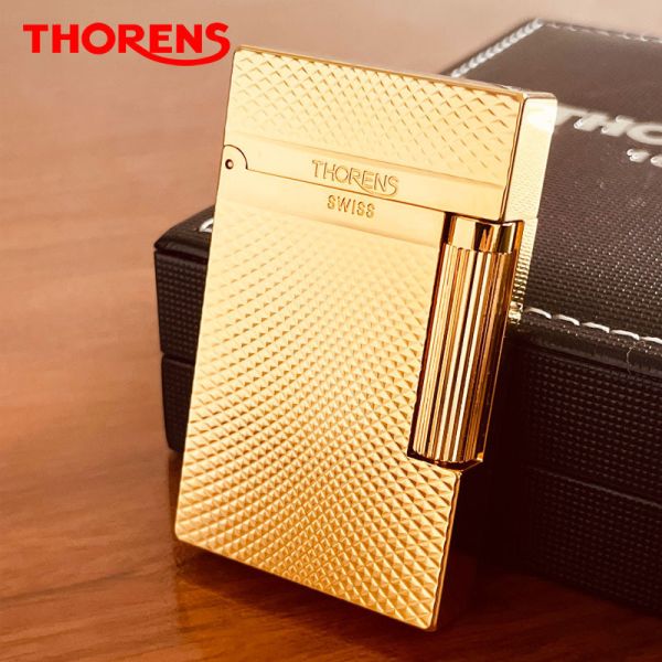 Газовая зажигалка Thorens с изящным рельефным узором цвет золото