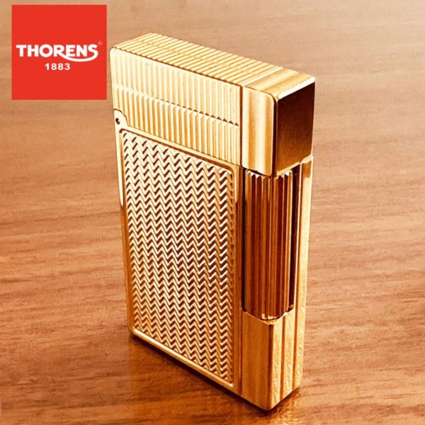 Изысканная газовая зажигалка Thorens цвет золотой