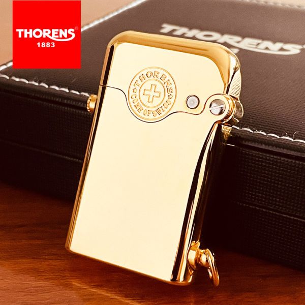 Изысканная бензиновая зажигалка Thorens золотого цвета