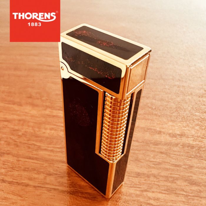 Премиальная газовая зажигалка THORENS черный мрамор с золотыми элементами