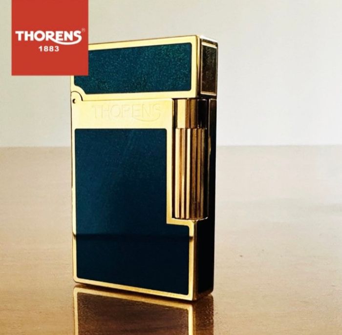 Роскошная Газовая Зажигалка Thorens в золотые и изумрудно-зеленый с блеском