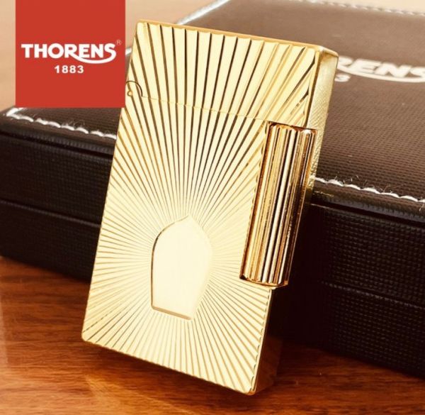 Роскошная Газовая Зажигалка Thorens Дизайн "Санберст" золотистая