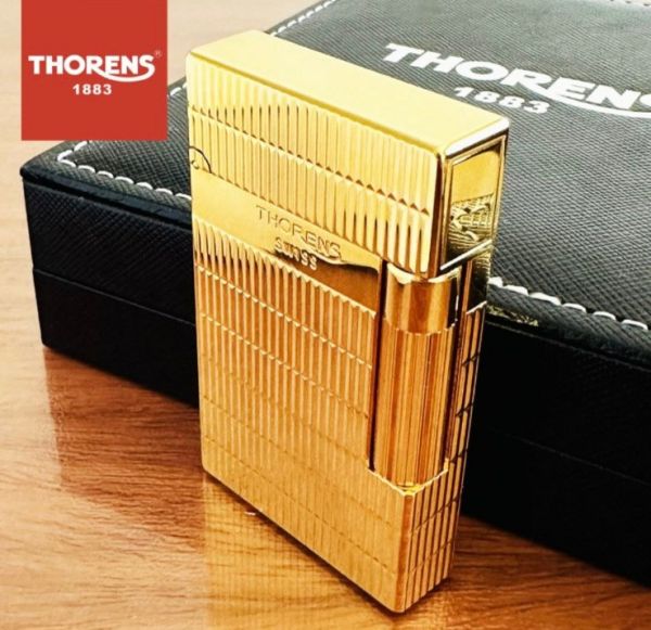 Премиальная Газовая Зажигалка Thorens с уникальной рельефной поверхностью золотистая