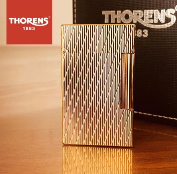 Премиальная Газовая Зажигалка Thorens Золотистое Рифление