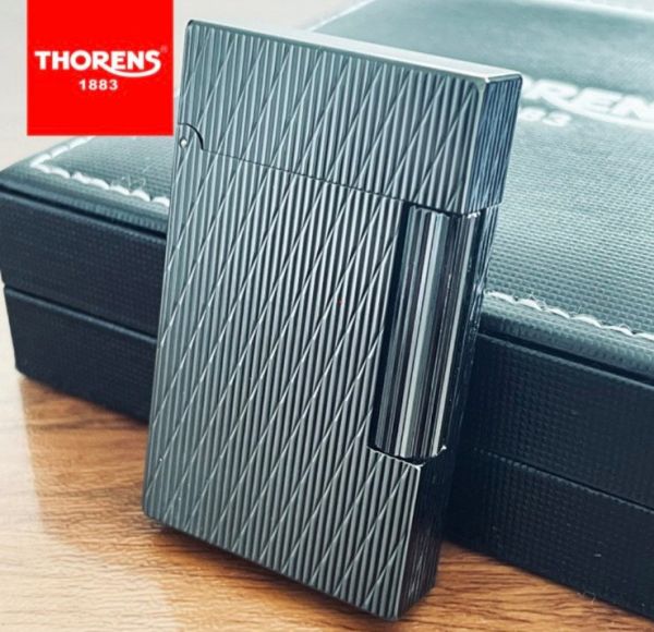 Премиальная Газовая Зажигалка Thorens Черное Рифление