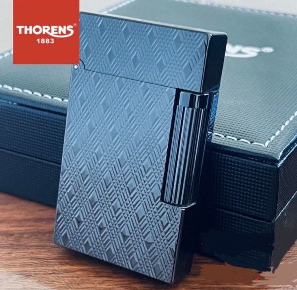 Премиальная Газовая Зажигалка Thorens Черная с ромбообразным узором