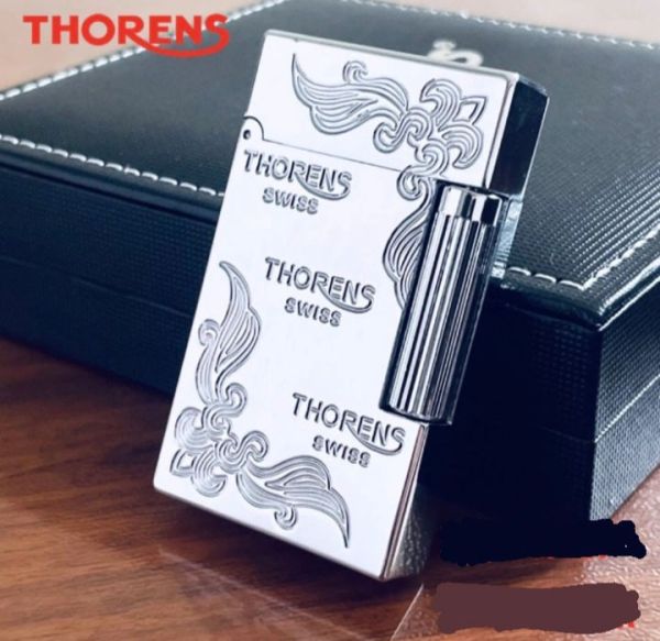 Эксклюзивная газовая зажигалка Thorens с изысканной гравировкой серебриста