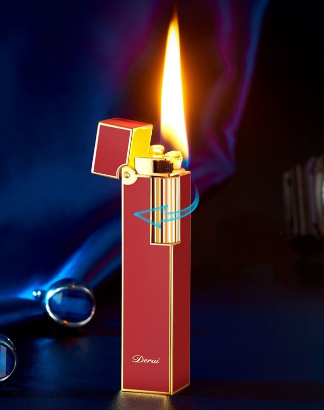 Изысканная Бензиновая Зажигалка Derui – Элегантность в Красном и Золотом