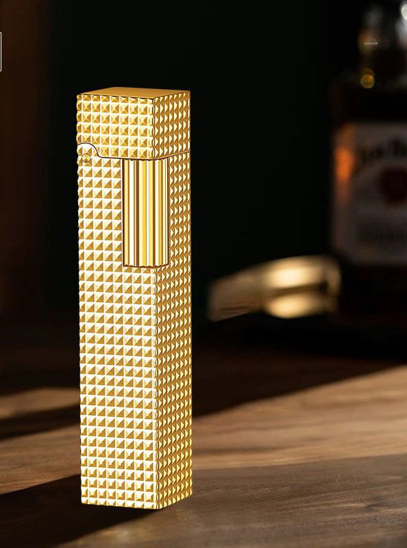 Эксклюзивная Бензиновая Зажигалка Derui фактурная золотистая