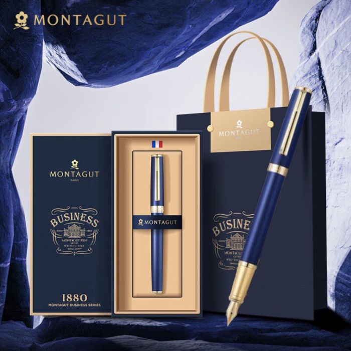 Эксклюзивная перьевая ручка Montagut 1880 (Dark Blue & Gold)