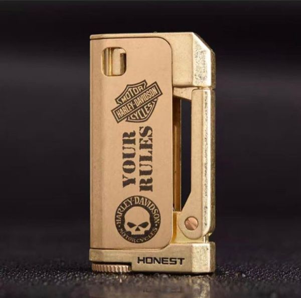 Зажигалка HONEST бензиновая Harley Davidson цвет Gold