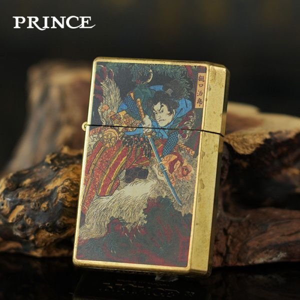 Бензиновая зажигалка Prince (Япония) - Серия "Самурай" (Ukiyo-e Edition)