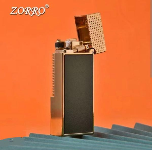 Бензиновая зажигалка Zorro Slim Black Leather (Слим-серия, черная кожа)