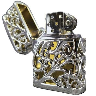 Бензиновая зажигалка Zorro «Ajour» Silver & Gold (Ажурное серебро и золото)