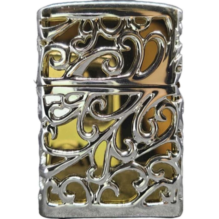 Бензиновая зажигалка Zorro «Ajour» Silver & Gold (Ажурное серебро и золото)