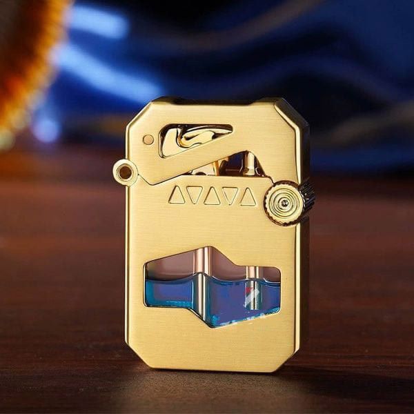Футуристическая Бензиновая зажигалка Flabox золотистая