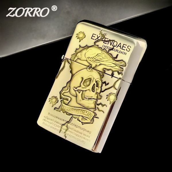 Бензиновая зажигалка Zorro «Expendables» (Неудержимые) - Золотистый Хром
