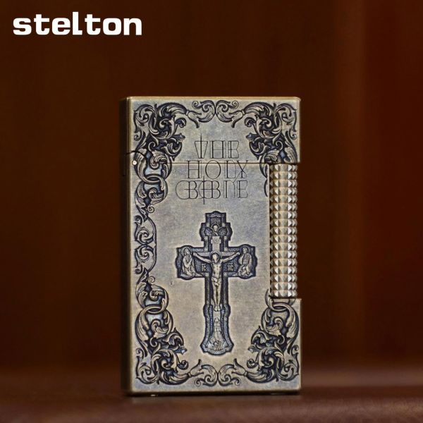Коллекционная газовая зажигалка Stelton "Holy Bible" (Antique Brass) Библия