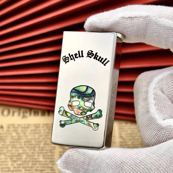Премиальная бензиновая зажигалка ZORRO «Shell Skull» (Черп) с перламутровой инкрустацией