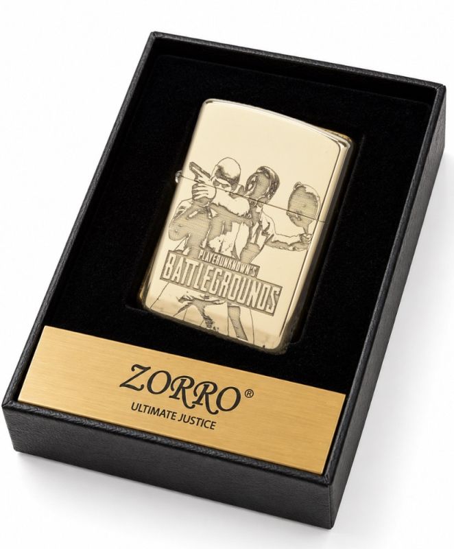 Бензиновая латунная зажигалка Zorro в оригинальном дизайне по мотивам культовой игры «PlayerUnknown's Battlegrounds (PUBG)»