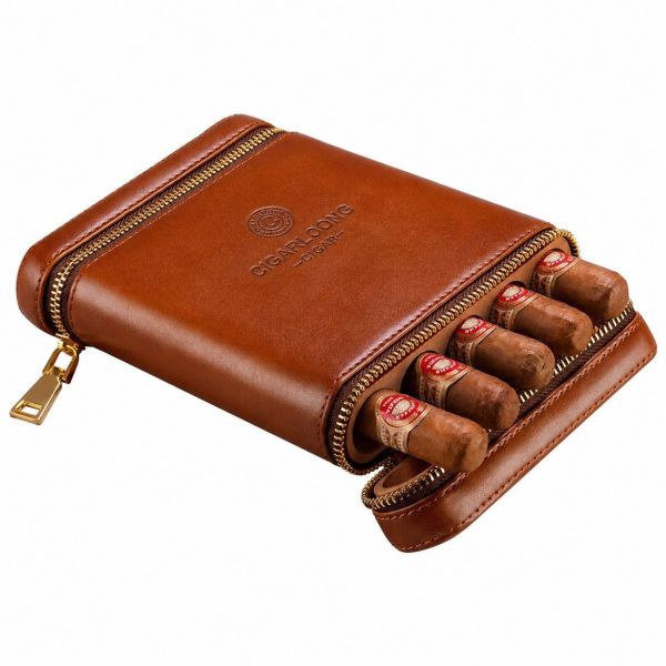 Кожаный хьюмидор-футляр для 5 сигар Cigarloong (Коричневый)