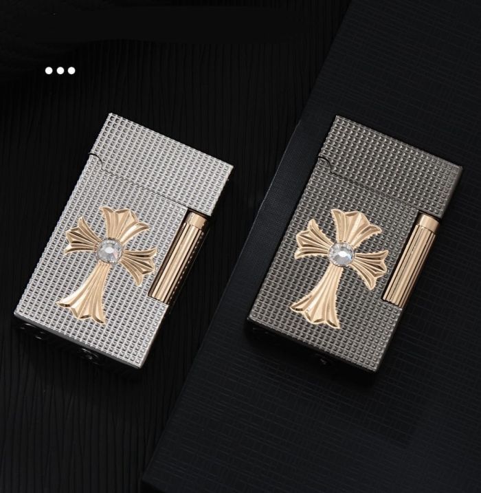 Газовая зажигалка Derui Premium со стильным крестом цвет графит