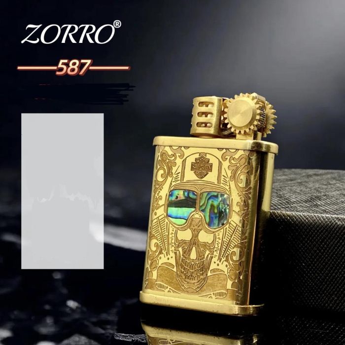 Зажигалка бензиновая Zorro 587 "Лютий Череп" в стиле стимпанк (Латунь)