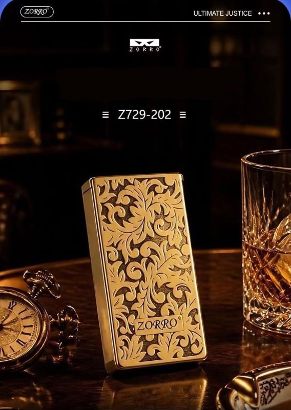 Коллекционная бензиновая зажигалка Zorro с растительным ораментом "Limited Edition" (Латунь)